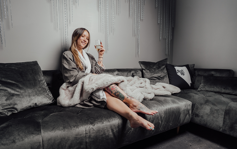 Woman in the reflect lounge